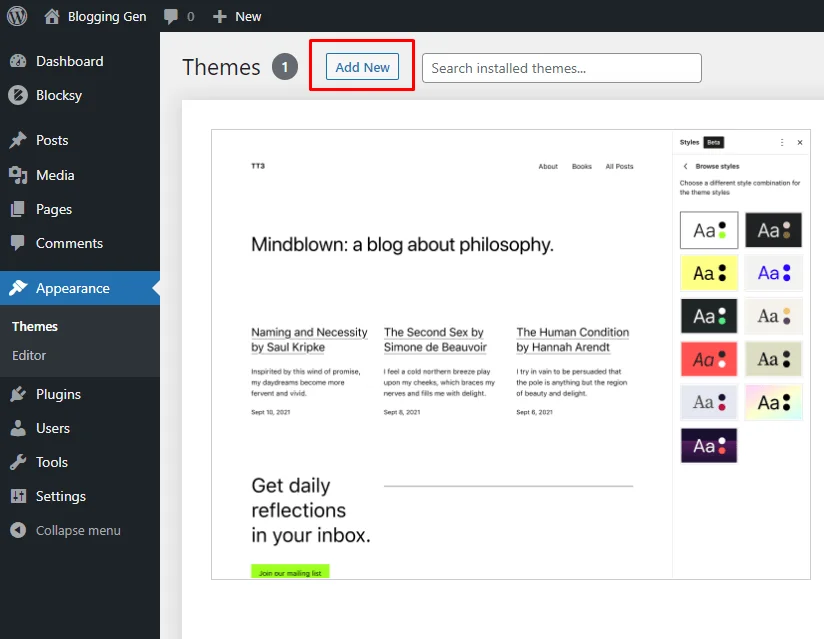 How to Install and Activate Astra Theme in 2023 on WordPress: Step-by-Step Guide 6 Add New Button