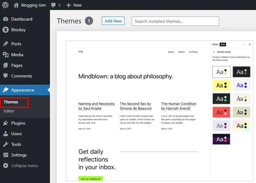 How to Install and Activate Astra Theme in 2023 on WordPress: Step-by-Step Guide 5 Theme Section within the Appearance Tab