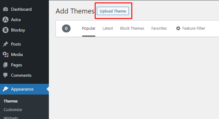 Upload Theme Option
