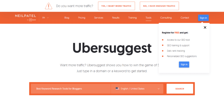 Neilpatel Ubersuggest Interface