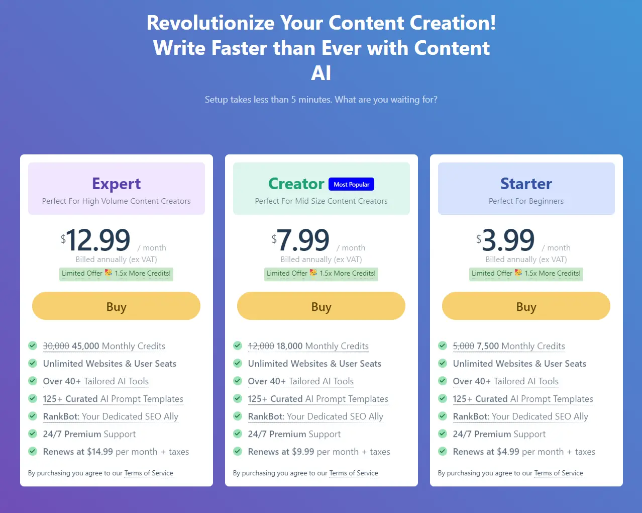 Rank Math Content AI Pricing Plan