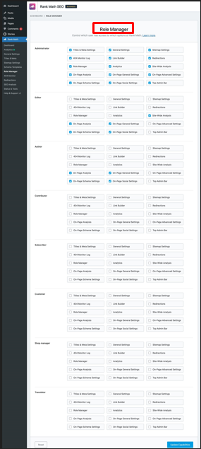 Rank Math Role Manager