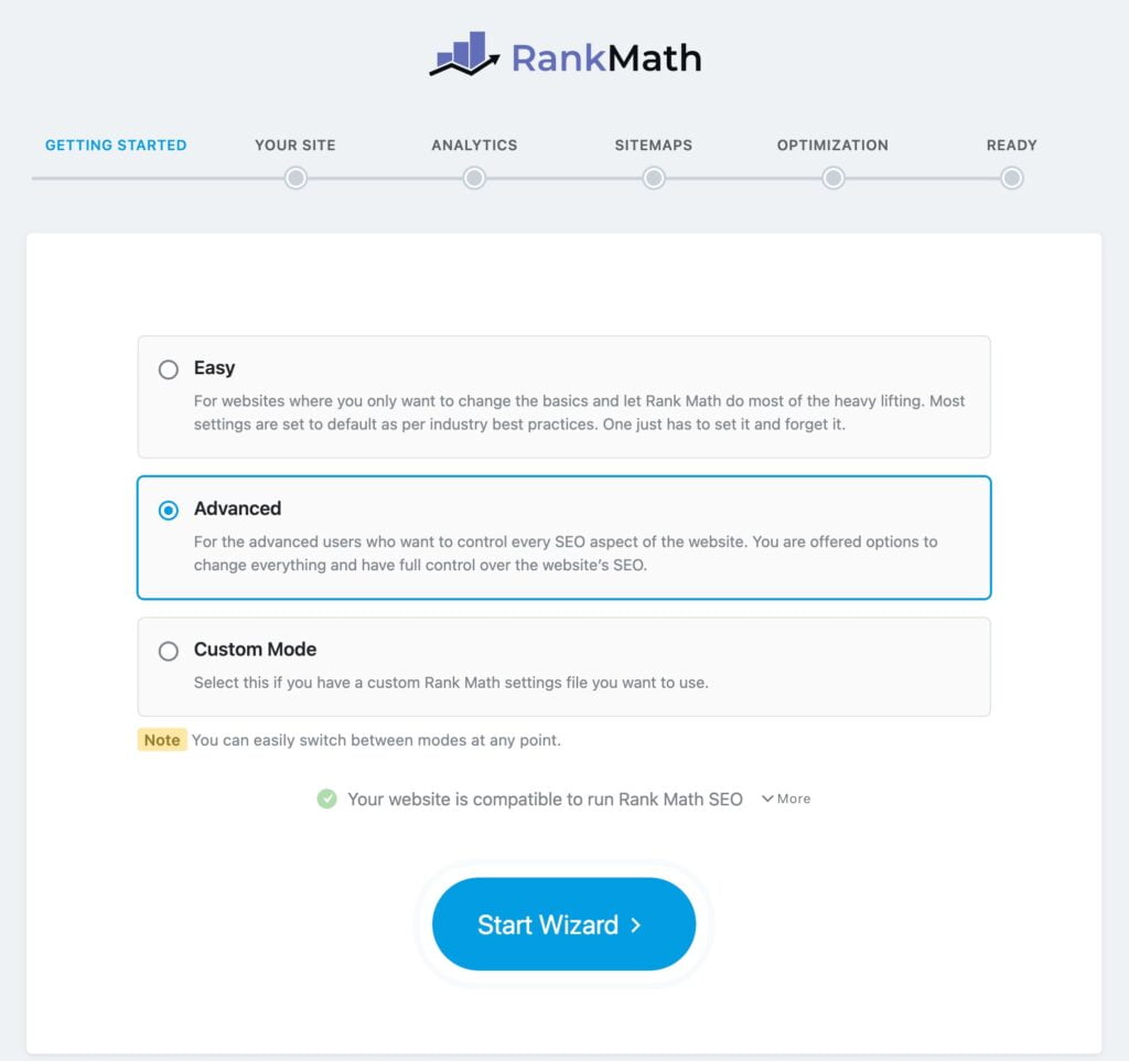 Rank Math Setup Wizard