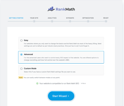 Rank Math Setup Wizard feature