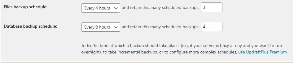 UpdraftPlus Scheduled Backup