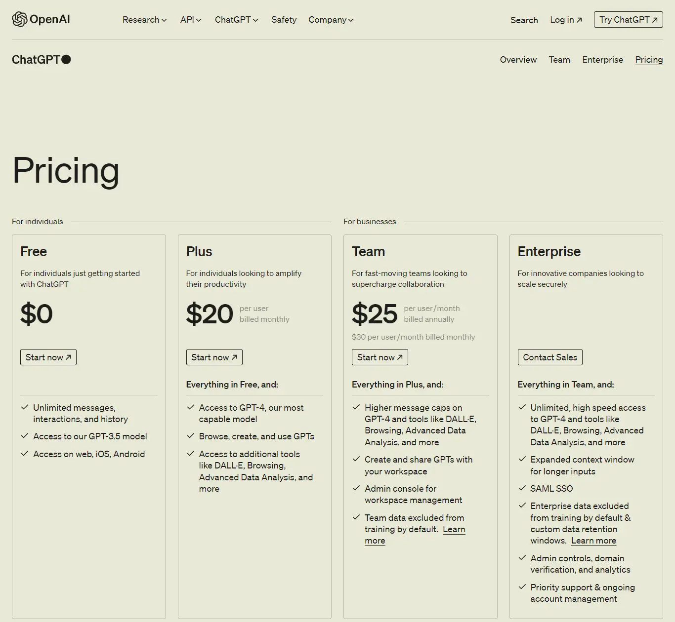 Open AI Chat GPT Pricing Plan