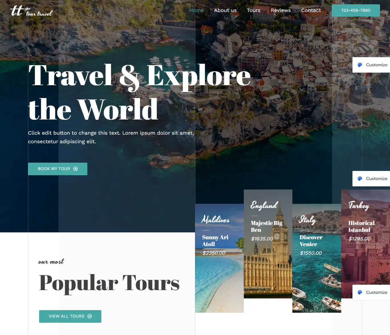 Travel Starter Template Interface of Astra 