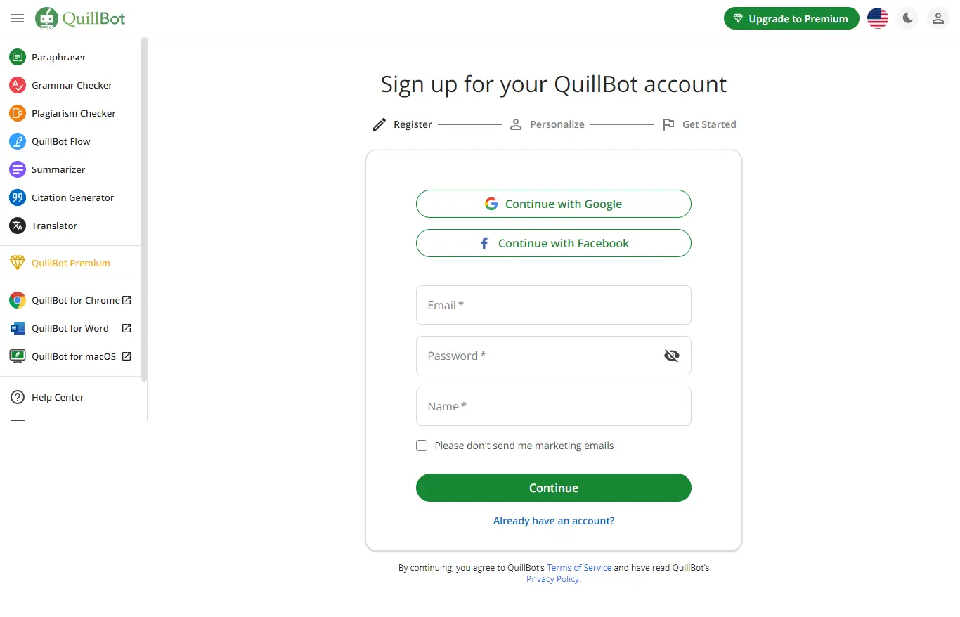 QuillBot Signup