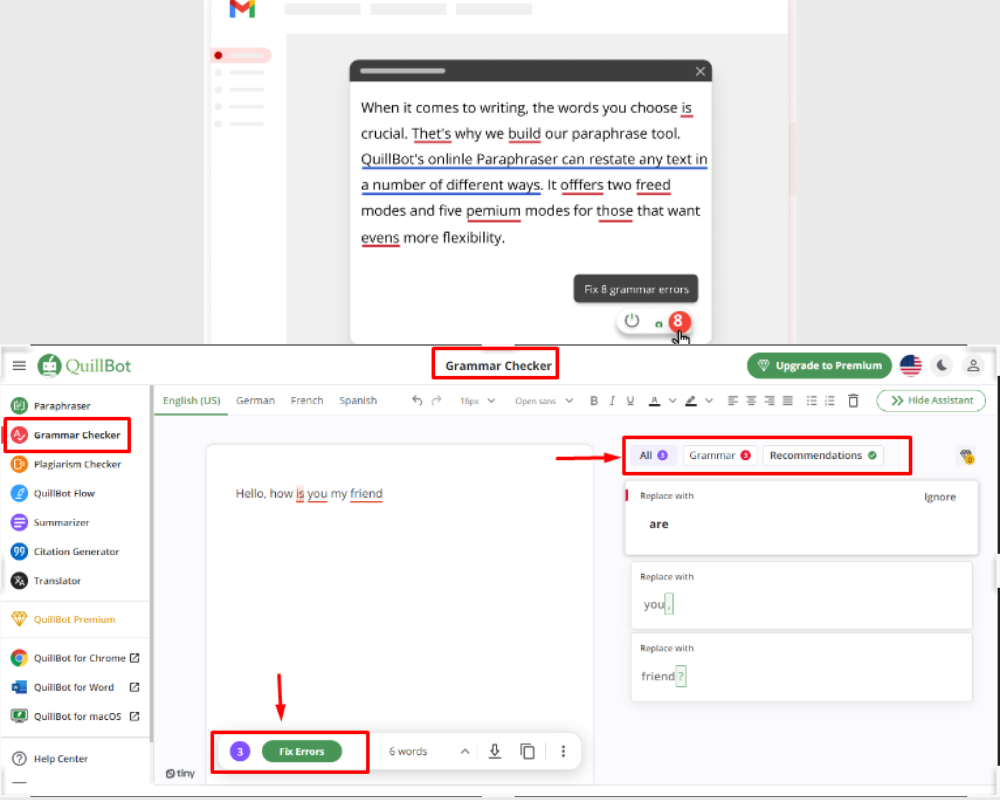 Quillbot Grammar Checking